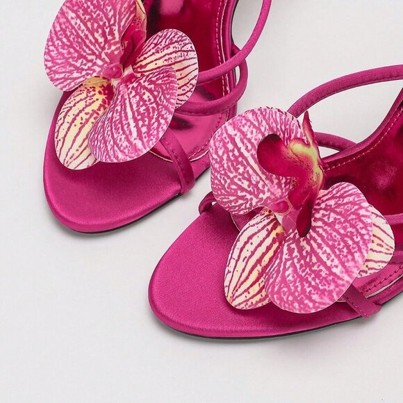 Hot Pink Sexy Women's Metallic High Heel Stiletto Sandals - Picture 6 of 9